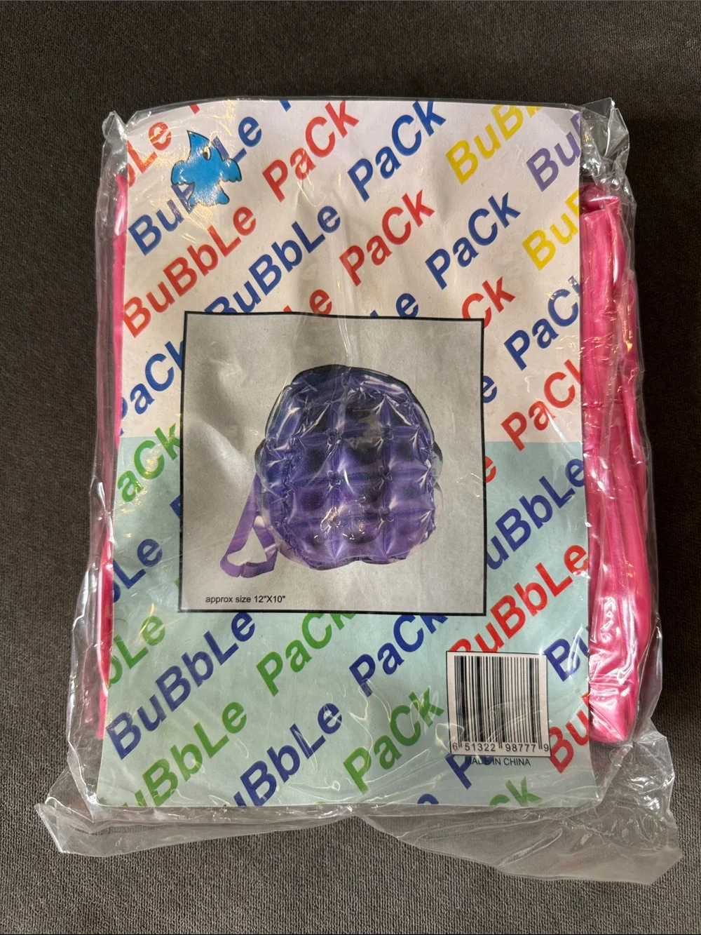 Pink Inflatable Bubble Backpack Zipper Closure One Size NEW Vintage 90’s Retro